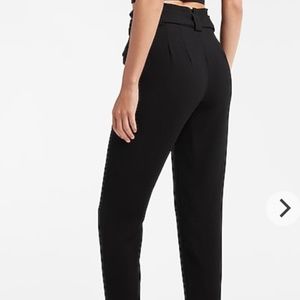 Black High Waisted Paperbag Ankle Pant